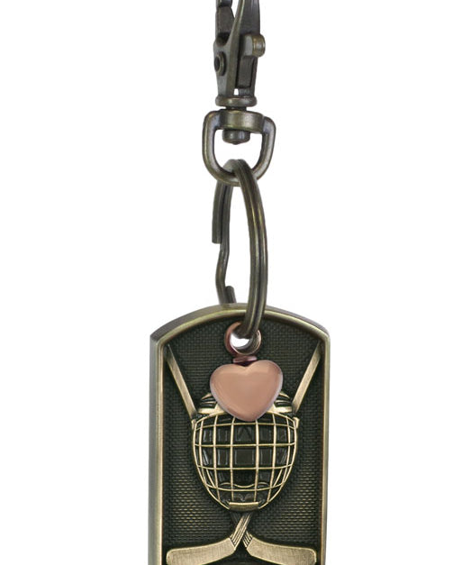 Hockey Dog Tag Pink Heart Key Chain Urn