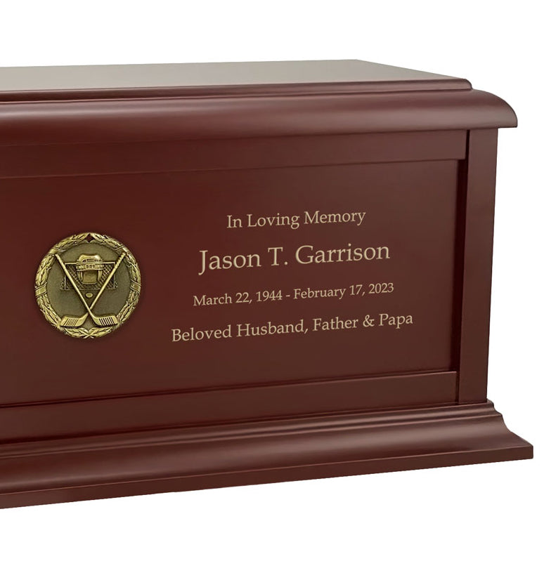 Hockey Medallion Wood Cremation Urn