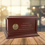 Hockey Goalie Medallion Wood Cremation Urn