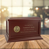 Hockey Goalie Medallion Wood Cremation Urn