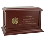 Hockey Goalie Medallion Wood Cremation Urn