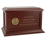 Hockey Goalie Medallion Wood Cremation Urn