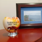 Galloping Fall Horses Keepsake Heart Urn