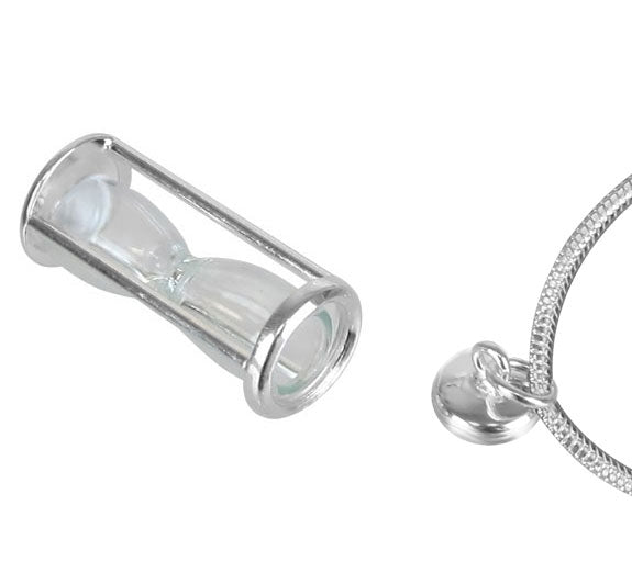 Hourglass Silver Cremation Jewelry Urn - Love Charms® Option