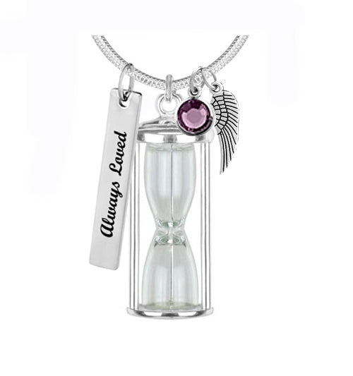 Hourglass Silver Cremation Jewelry Urn - Love Charms® Option