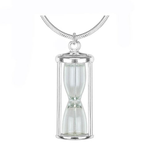 Hourglass Silver Cremation Jewelry Urn - Love Charms Option