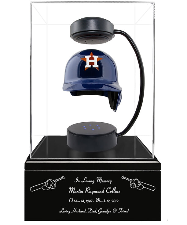 Baseball Cremation Urn & Houston Astros Hover Helmet Décor