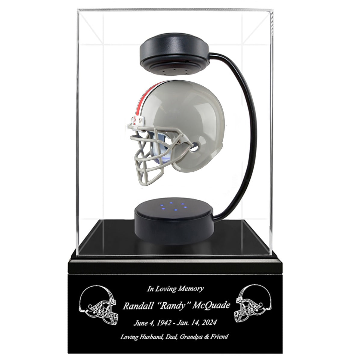 Football Adult or Medium Cremation Urn & Ohio State Buckeyes Hover Helmet Décor - Free Engraving
