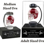 Football Adult or Medium Cremation Urn & University of Alabama 18 Hover Helmet Décor - Free Engraving