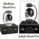 Football Adult or Medium Cremation Urn & Chicago Bears Hover Helmet Décor - Free Engraving