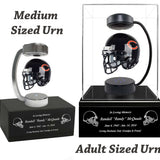 Football Adult or Medium Cremation Urn & Chicago Bears Hover Helmet Décor - Free Engraving