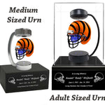 Football Adult or Medium Cremation Urn & Cincinnati Bengals Hover Helmet Décor - Free Engraving