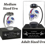Football Adult or Medium Cremation Urn & Buffalo Bills Hover Helmet Décor - Free Engraving