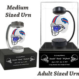 Football Adult or Medium Cremation Urn & Buffalo Bills Hover Helmet Décor - Free Engraving