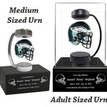 Football Adult or Medium Cremation Urn & Philadelphia Eagles Hover Helmet Décor - Free Engraving