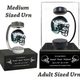 Football Adult or Medium Cremation Urn & Philadelphia Eagles Hover Helmet Décor - Free Engraving