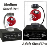 Football Adult or Medium Cremation Urn & University of Georgia Bulldogs Hover Helmet Décor - Free Engraving