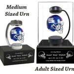 Football Adult or Medium Cremation Urn & New York Giants Hover Helmet Décor - Free Engraving