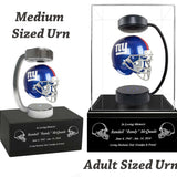 Football Adult or Medium Cremation Urn & New York Giants Hover Helmet Décor - Free Engraving
