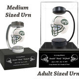 Football  Adult or Medium Cremation Urn & New York Jets Hover Helmet Décor - Free Engraving