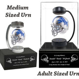 Football Adult or Medium Cremation Urn & Detroit Lions Hover Helmet Décor - Free Engraving