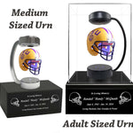 Football Adult or Medium Cremation Urn & LSU Tigers Hover Helmet Décor - Free Engraving