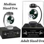 Football Adult or Medium Cremation Urn & Michigan State Spartans Hover Helmet Décor - Free Engraving