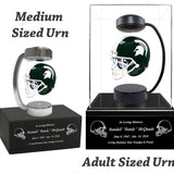 Football Adult or Medium Cremation Urn & Michigan State Spartans Hover Helmet Décor - Free Engraving