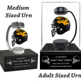 Football Adult or Medium Cremation Urn & University of Missouri Tigers Hover Helmet Décor - Free Engraving