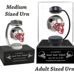 Football Adult or Medium Cremation Urn & New England Patriots Hover Helmet Décor - Free Engraving
