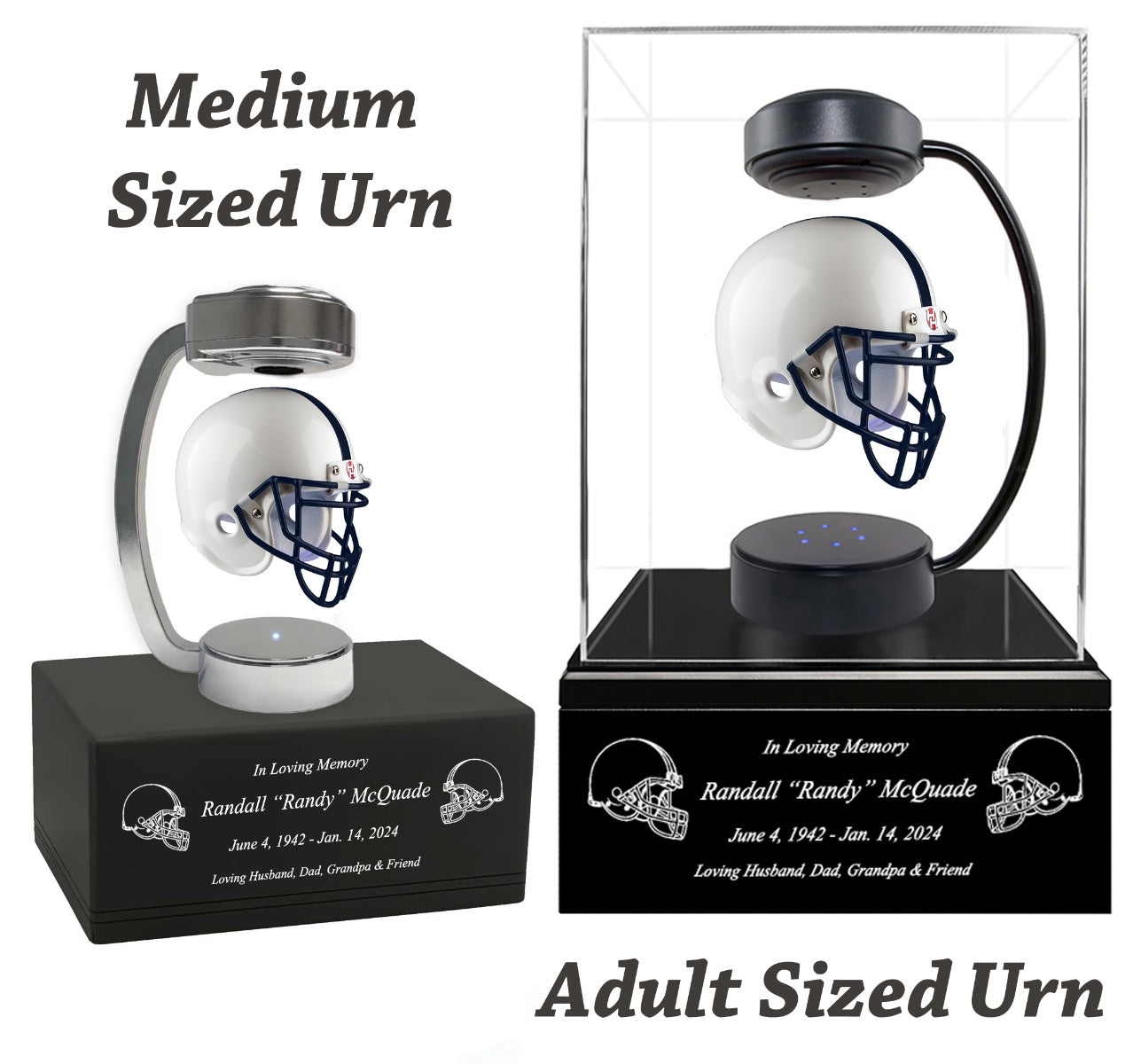 Football Adult or Medium Cremation Urn & Penn State Nittany Lions Hover Helmet Décor - Free Engraving