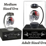 Football Adult or Medium Cremation Urn & Tampa Bay Buccaneers Hover Helmet Décor - Free Engraving