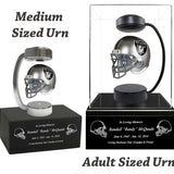 Football Adult or Medium Cremation Urn & Las Vegas Raiders Hover Helmet Décor - Free Engraving