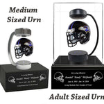 Football Adult or Medium Cremation Urn & Baltimore Ravens Hover Helmet Décor - Free Engraving