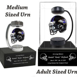 Football Adult or Medium Cremation Urn & Baltimore Ravens Hover Helmet Décor - Free Engraving