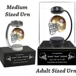 Football Adult or Medium Cremation Urn & San Francisco 49ers Hover Helmet Décor - Free Engraving