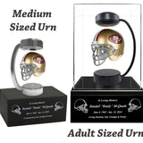 Football Adult or Medium Cremation Urn & San Francisco 49ers Hover Helmet Décor - Free Engraving