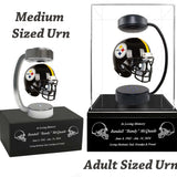 Football Adult or Medium Cremation Urn & Pittsburgh Steelers Hover Helmet Décor - Free Engraving