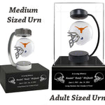 Football Adult or Medium Cremation Urn & University of Texas Long Horns Hover Helmet Décor - Free Engraving