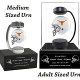 Football Adult or Medium Cremation Urn & University of Texas Long Horns Hover Helmet Décor - Free Engraving