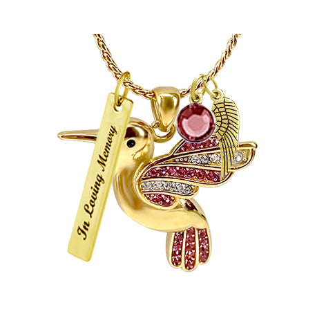 Hummingbird Pink Gold Jewelry Ash Urn - Love Charms™ Option