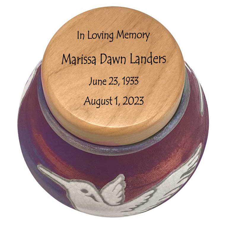 Hummingbird  Raku Cremation Adult or Medium Urn - Personalization Option