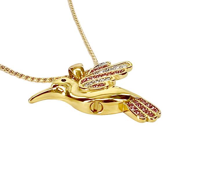Hummingbird Pink Gold Jewelry Ash Urn - Love Charms™ Option