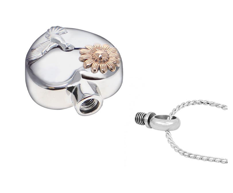 Hummingbird Heart Jewelry Urn - Love Charms™ Option