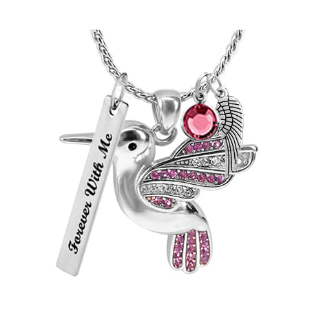 Hummingbird Pink Jewelry Ash Urn - Love Charms™ Option