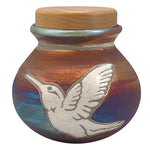 Hummingbird  Raku Cremation Adult or Medium Urn - Personalization Option