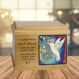 Oak Wood Raku Tile Adult Cremation Urns - Free Engraving