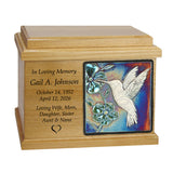 Oak Wood Raku Tile Adult Cremation Urns - Free Engraving