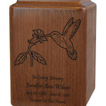 Customized Hummingbird Wood Urn