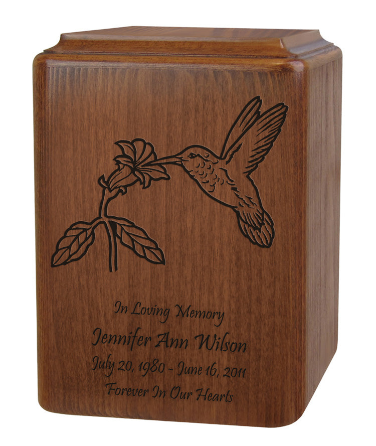 Customized Hummingbird Wood Urn